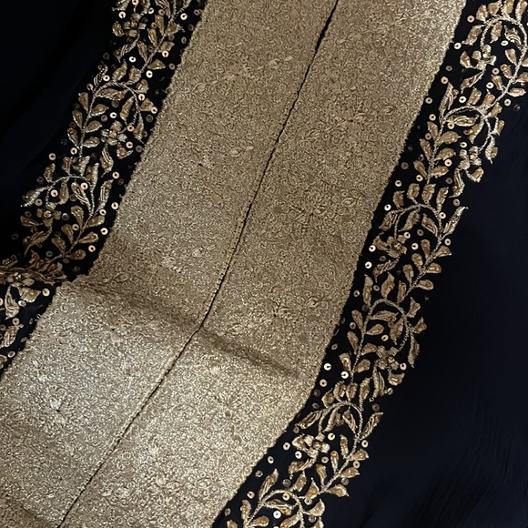 Indian dress, salwar kameez set in georgette, navy blue - Picture 2 of 7